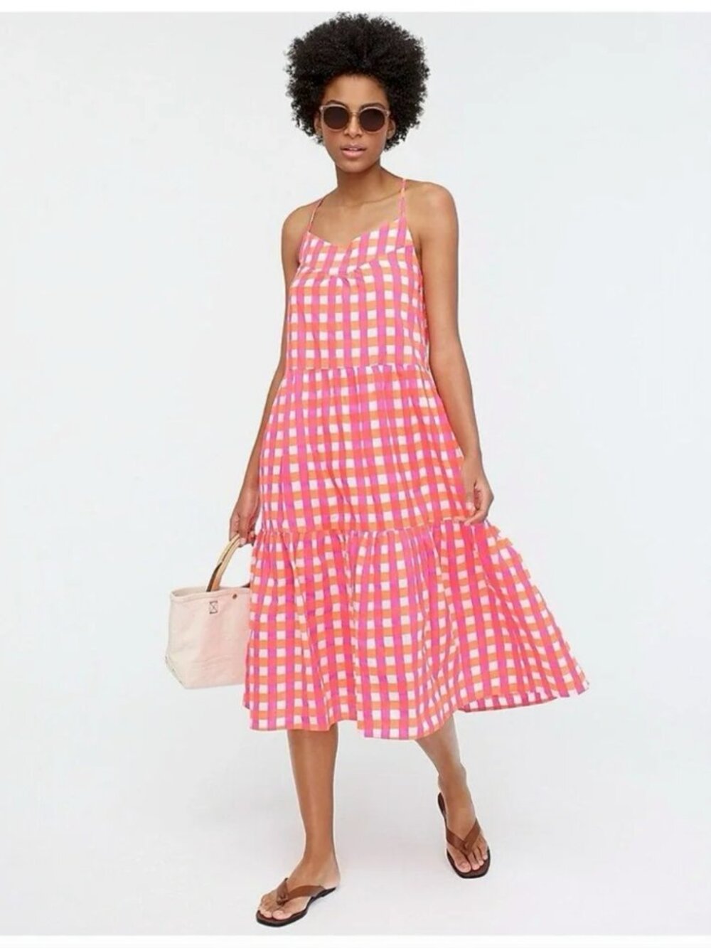 SZ Blockprints x J Crew Tiered Dress in Gingham